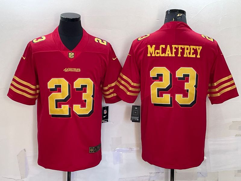 Men San Francisco 49ers #23 Mccaffrey Red Gold 2022 Nike Limited Vapor Untouchable NFL Jersey->san francisco 49ers->NFL Jersey